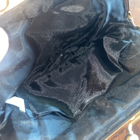 Vintage Black and multi Beaded Purse antique Gold tone Chain Shoulder Strap - Picture 10 of 16